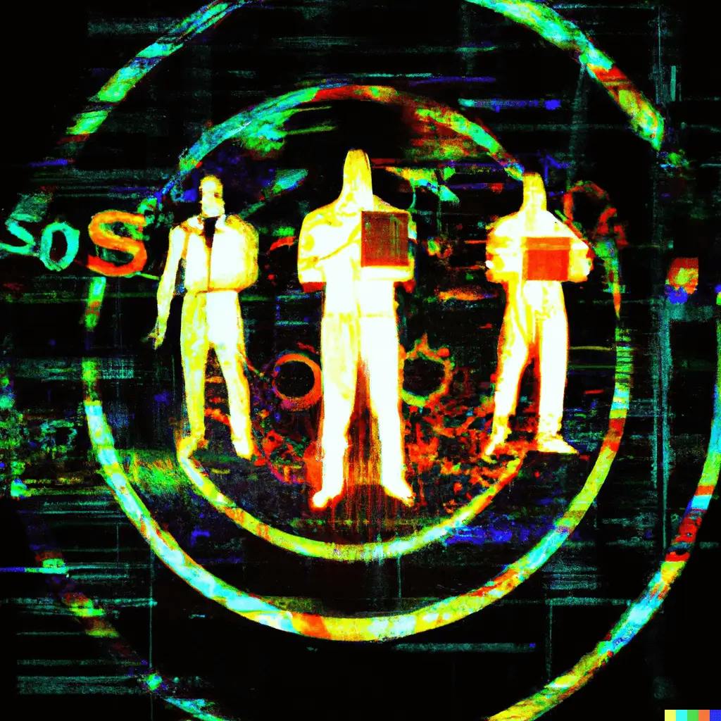 A digitally-rendered artwork, heavily influenced by futuristic themes, where the core concepts of SEO, keyword optimization, and readability form as luminous, neon-lit holographic projections. These symbols surround an ensemble of diverse individuals, engaged in a journey of understanding and knowledge. The image illustrates the balance between technology and human understanding without textual interference.